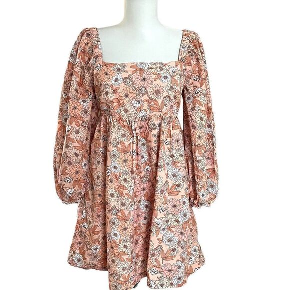 J Crew Babydoll mini Dress Ditzy Floral Puff Sleeve Cottagecore Prairie Peasant - Picture 3 of 16